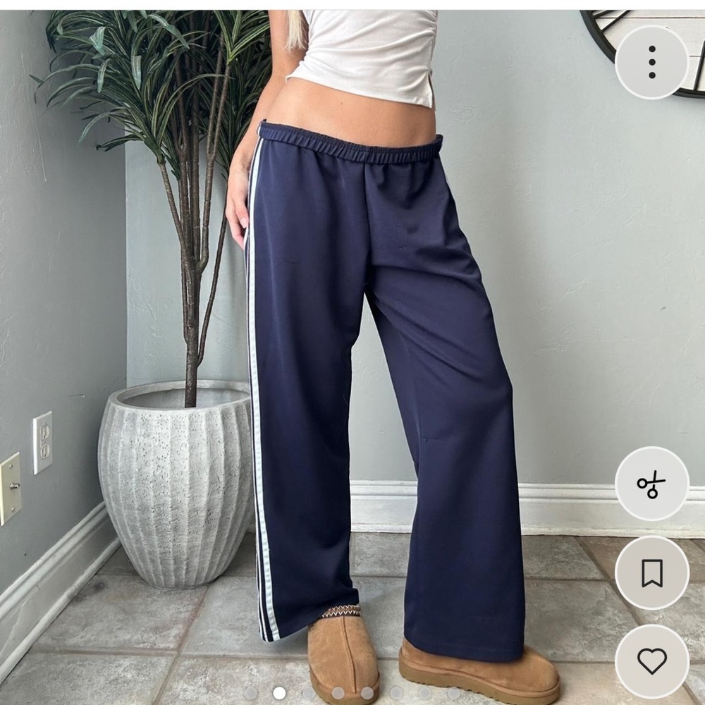 Navy Blue Sweatpants with White Stripes